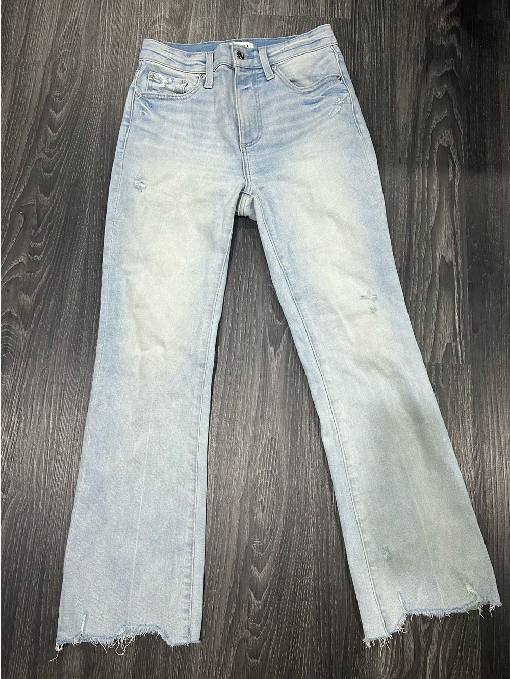 Jeans Pistola Light Blue Frayed Hem Flare Jeans Size 25